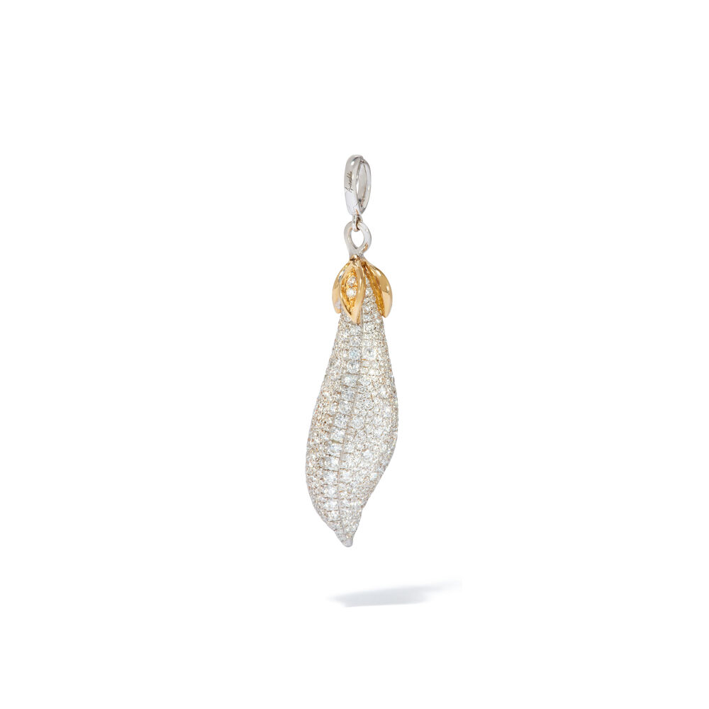 Mythology 18ct White Gold Pearl Diamond Peapod Seed Charm | Annoushka jewelley